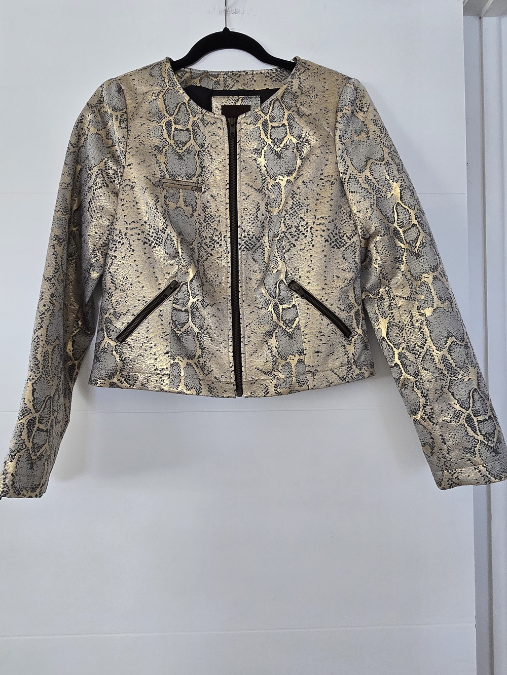 The Limited Gold Snake Print Metallic Moto Jacket - Size S
